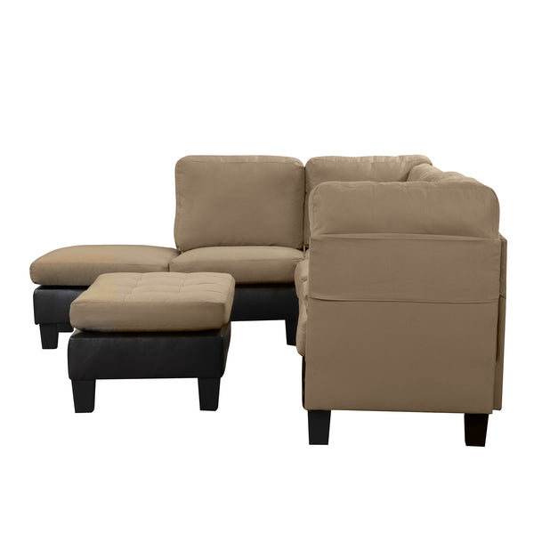 Koko Classic (3) Piece Microfiber and Faux Leather Sectional with Ottoman