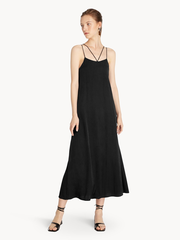 Maxi Cross Back Slip Dress - Black