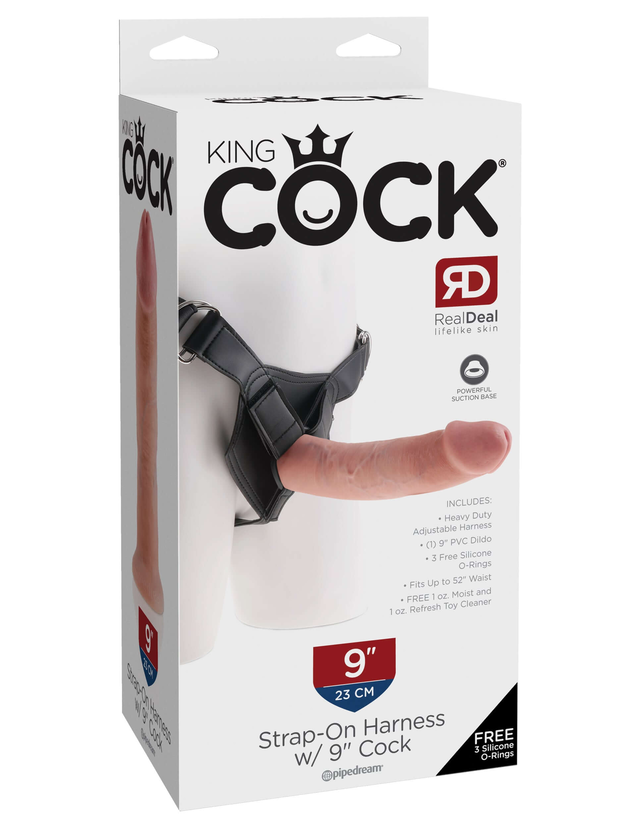 King Cock Strap-On Harness with 9-Inch Realistic Dildo - The Ultimate Real Deal Experience
