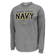 United States Navy Block Anchor Long Sleeve T-Shirt (Grey)