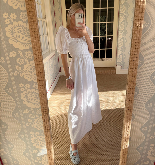 The Scarlett Nap Dress - White Linear Swiss Dot