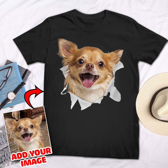 Custom T Shirt With Pet Face | Personalized Gift For Dog & Cat Lovers | Pet Face Unisex T Shirt