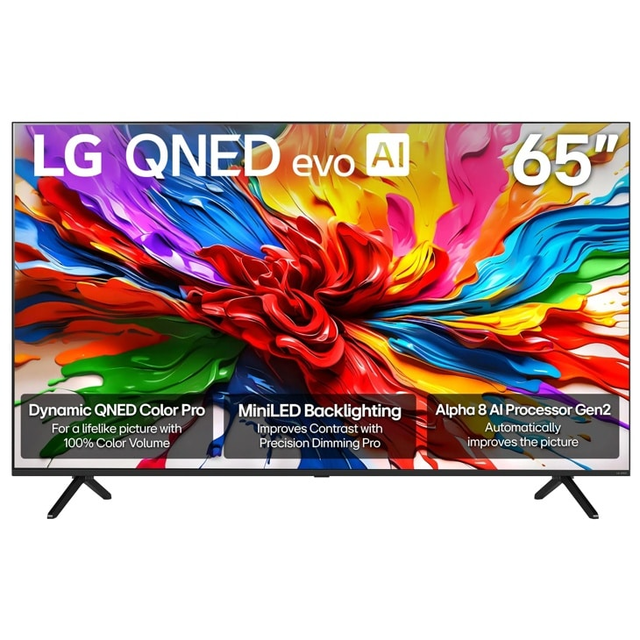 65 Inch Class LG QNED evo AI QNED92A Mini LED 4K Smart TV 2025