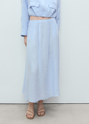 Linen skirt with pleat detail - Women | MANGO USA