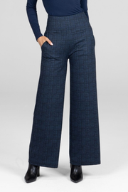 HIGH WAIST WIDE LEG PANT: ROYAL PLAID