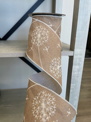 4" Embroidered Dandelion Ribbon - 5yd