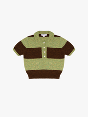 Molly Polo Sweater - Mocha/Pistachio Stripe