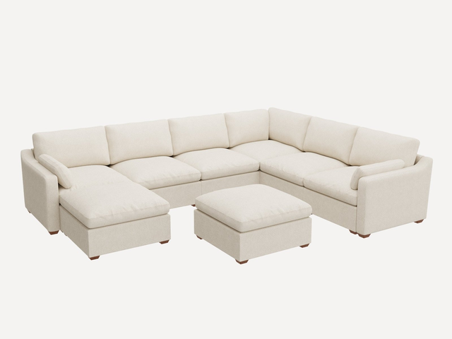 HONBAY 8-Piece Oversized Cloud Down-Filled Chenille Modular U-Shaped Sectional Sofa