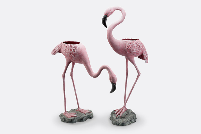 Tropical Flamingo Planters Pair