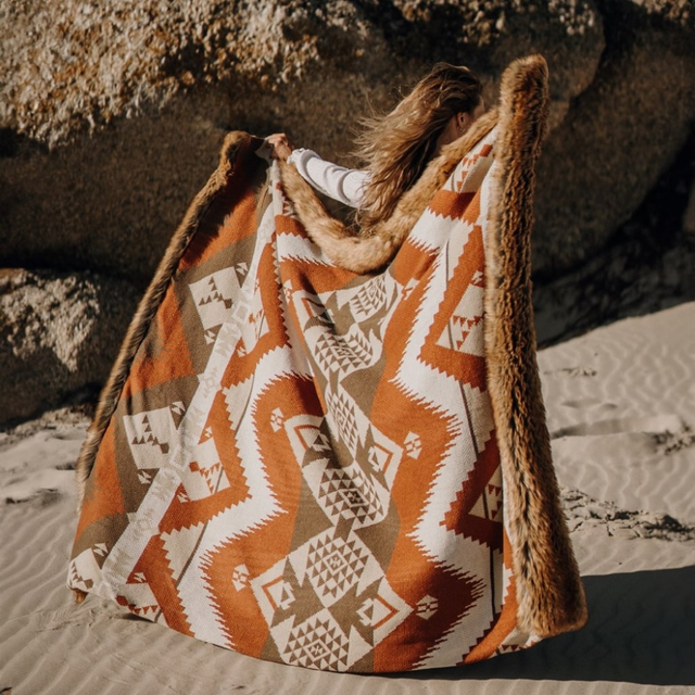 Mohave Faux Fur Knitted Blanket - Muska