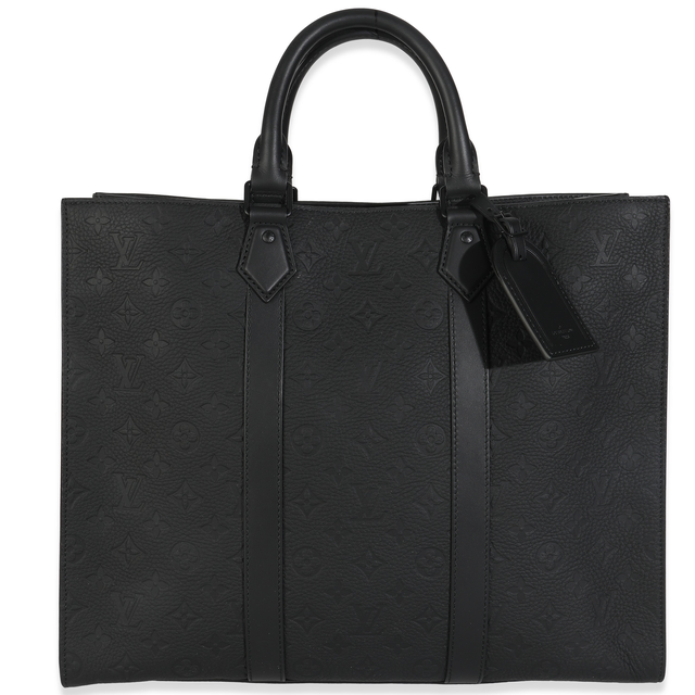 Black Monogram Embossed Taurillon Sac Plat 24H