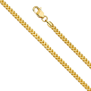 2.5mm 14K Yellow Gold Solid Hollow Square Franco Chain Necklace 18-24in