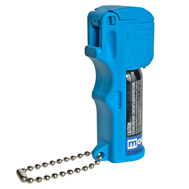 3-IN-1 Tear Gas Enhanced Mace Pepper Spray, ideal self defense keychain for women, 10 ft range, Made in the USA- Blue