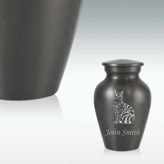 Striped Cat Keepsake Cremation Urn - Engravable