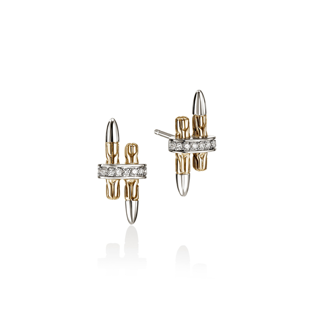 Spear Stud Earrings, Gold, Sterling Silver, Diamonds|EZZP989562DI