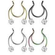 CZ Fake Clip On Nipple Ring Septum Non Piercing Horseshoe 4mm Sold Individually