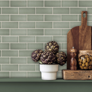 Sage Green Ceramic Peel and Stick Backsplash