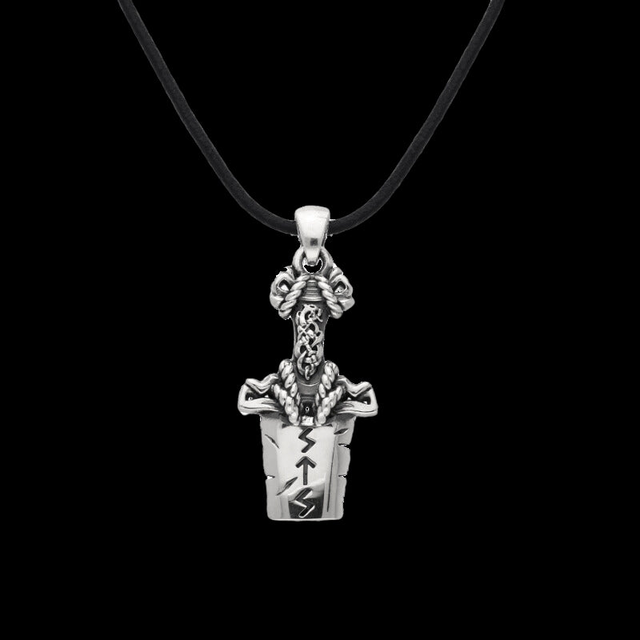 Handcrafted Norse Half Sword Ornament Sterling Silver Pendant