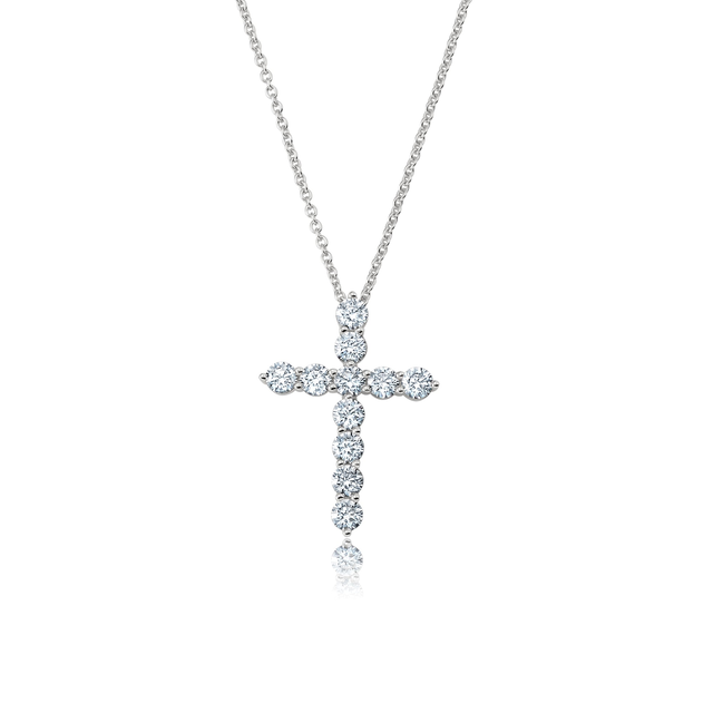 Brilliant Round Cross Necklace in Platinum