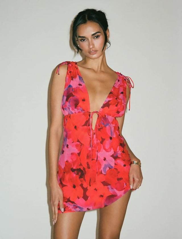 Paradise Mini Dress | Watercolor Pansy