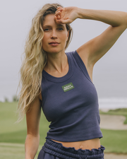 Logo Ribbed Tank - Navy