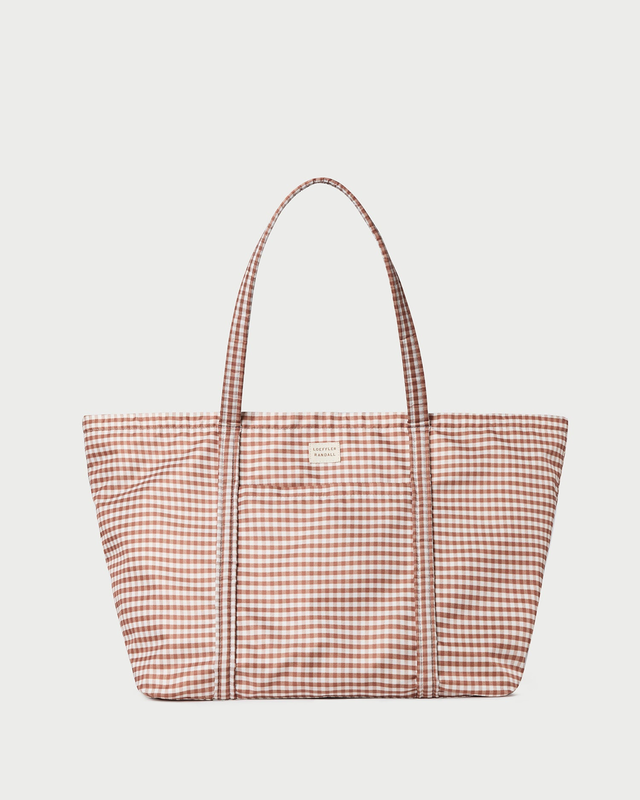 Dina Brown Gingham Travel Tote
