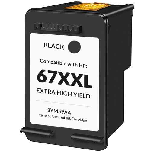 HP 67XXL Black Ink Cartridge, Extra High Yield, Remanufactured (3YM59AA)