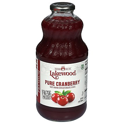 Lakewood Juice Pressed GMO Free Pure Cranberry - 32 Fl. Oz.