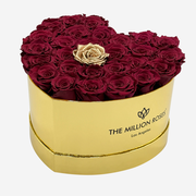Heart Mirror Gold Box | Burgundy & Gold Roses