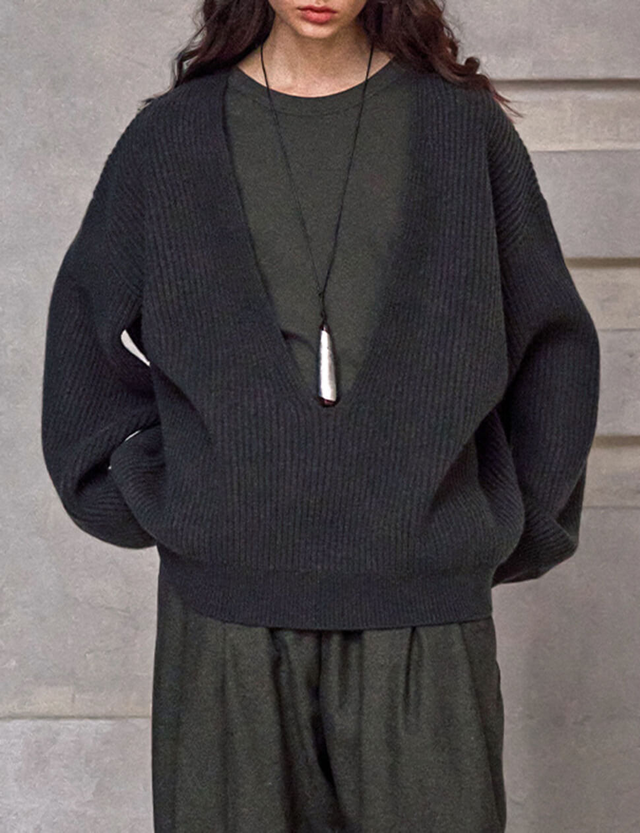 Deep-V-Neck Sweater-PREORDER