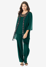 Three-Piece Embellished Pant Set