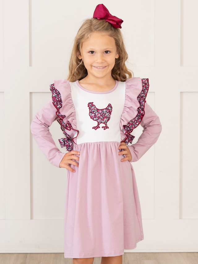 Floral Flock Ruffle Dress