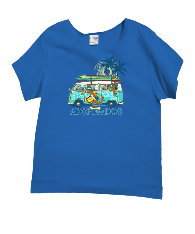 Volkswagen Hawaiian Humane Society Dog Day - Blue Hawaii Dyed Short Sleeve Scoop Neck T-Shirt