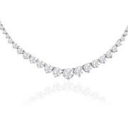 Graduated 10 Carat Natural Diamond Tennis Necklace In 14 Karat White Gold (J-K, I2)