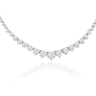 Graduated 10 Carat Natural Diamond Tennis Necklace In 14 Karat White Gold (J-K, I2)