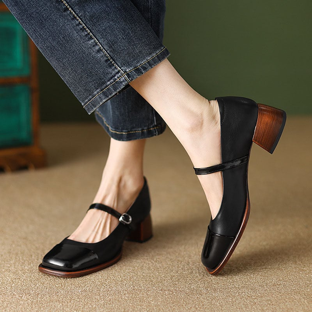 CHIKO Bobbi-Lee Square Toe Block Heels Mary Jane Shoes