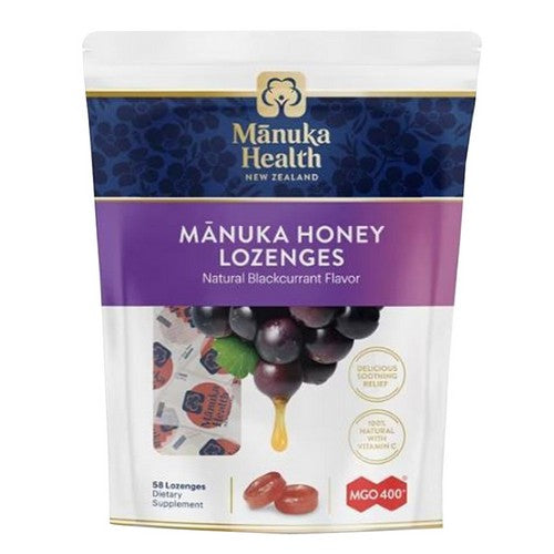 Manuka Health, Manuka Honey Mgo 400 Plus Lozenges Natural Blackcurrant, 58 Lozenges