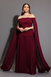 Solvia Off The Shoulder Long Sleeves Ruched Maxi Dress