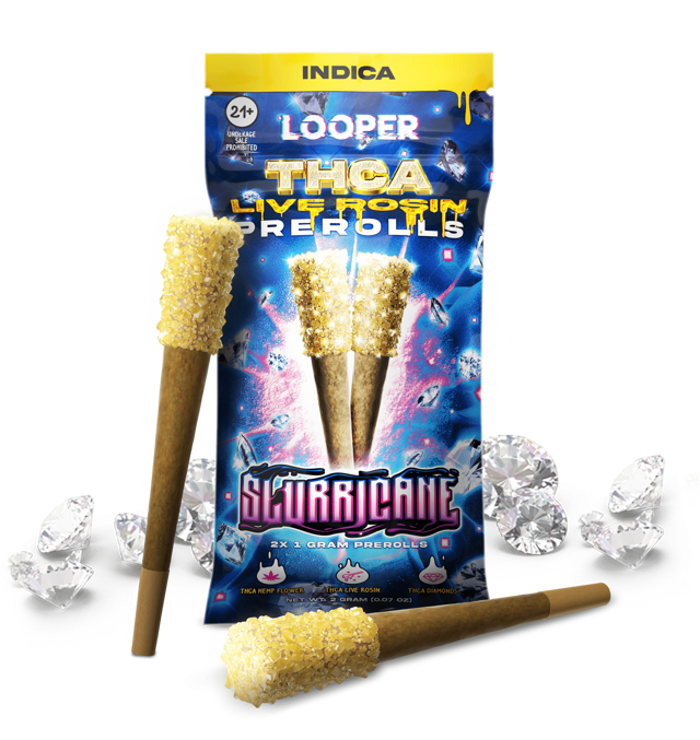 THCA Live Rosin Prerolls 1G: Slurricane Looper: Award Winning Cannabinoids