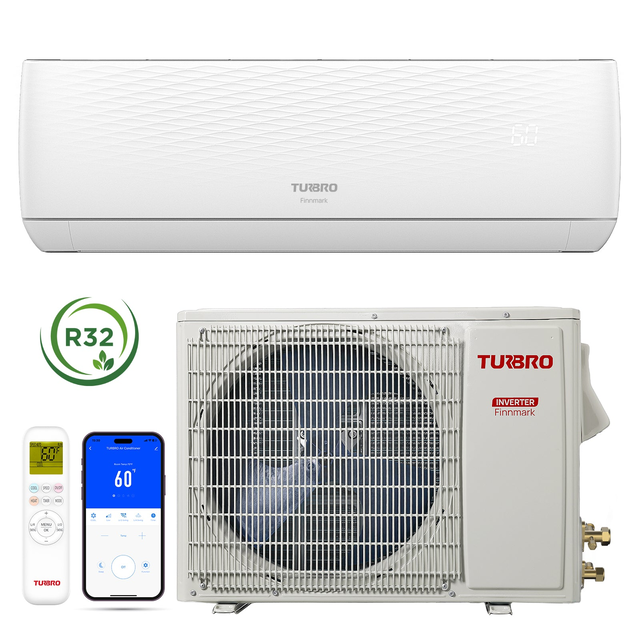 Finnmark 9000 BTU WiFi Ductless Mini Split AC with Heat Pump, 115V/230V