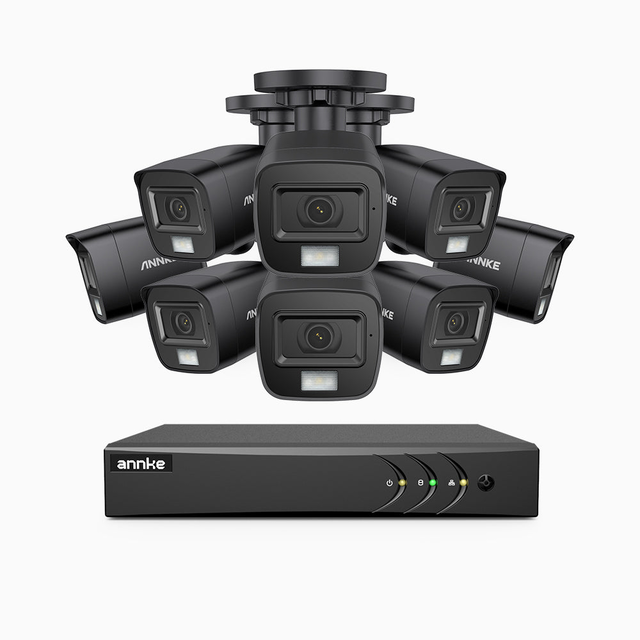 E200 - 3K Lite Wired Security Camera System Outdoor with AI Human/Vehicle Detection, 8CH H.265+ DVR and 8 x 1920 TVL 2MP IP67 Home CCTV Cameras with Smart Dual Light, Color Night Vision