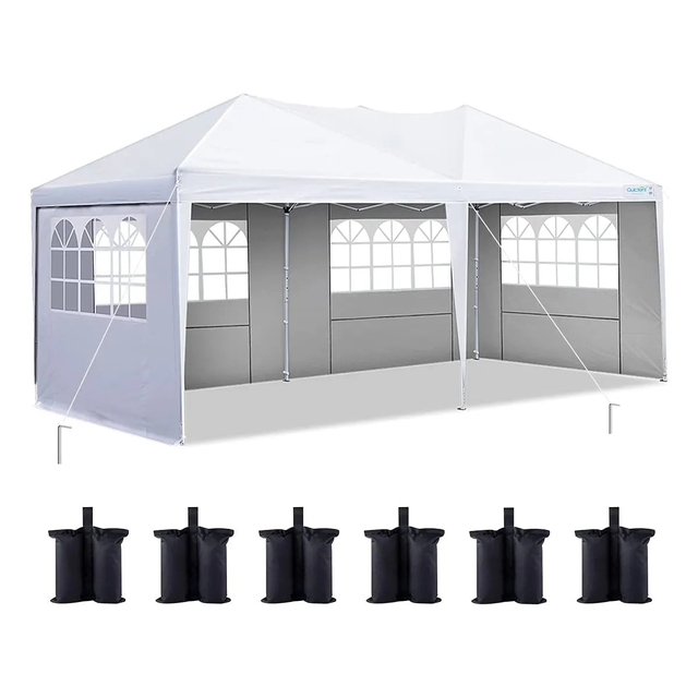 10' x 20' Pop up Canopy with Sidewalls - White