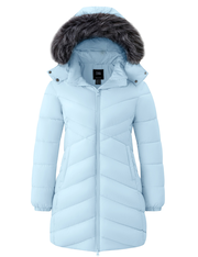 ZSHOW Women's Long Winter Coat Waterproof Warm Quilted Puffer Jacket with Faux Fur Hood