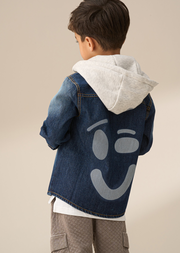 Smile Denim Overshirt With Hood