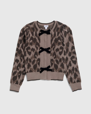 Girls Leopard Bow Cardigan