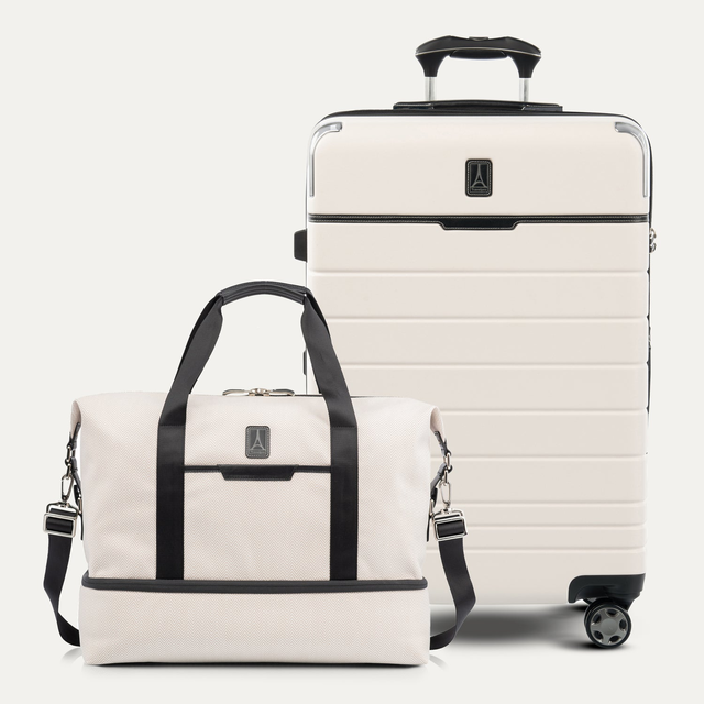 Travelpro® x Travel + Leisure Medium Check-in Spinner and Drop-Bottom Weekender Bag Luggage Set