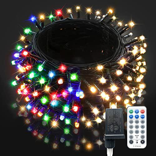 BlcTec christmas lights outdoor 300 led 108ft color changing christmas tree lights warm white &multi color, 11 modes connectable plu