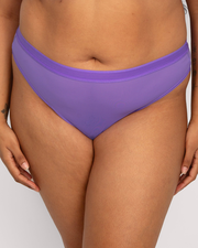 Sheer Mesh High Cut Thong - Violet