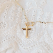 14K Small Gold Cross With Chain
