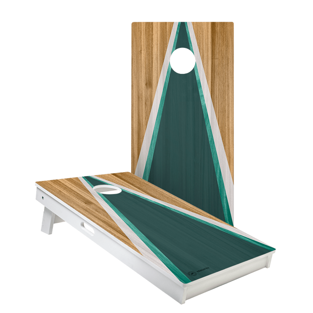 Teak & Teal Triangle Versatex All-Weather Cornhole Boards